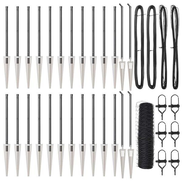 vidaXL Palo della recinzione Grigio 50 x 0,4 m (rete 36 mm)