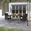 vidaXL Set Pranzo da Giardino 3 pz Polyrattan e Vetro Temperato Nero