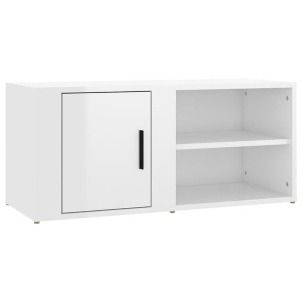 vidaXL Mobile Porta TV Bianco Lucido 80x31,5x36 cm Legno Multistrato