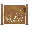 vidaXL Cancello da giardino 100x100 cm in acciaio Corten con design erba