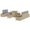 vidaXL Set Divano da Giardino 8 pz 7-Numero di posti Beige Poly Rattan