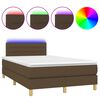 vidaXL Letto a Molle Materasso e LED Marrone Scuro 120x200 cm Tessuto