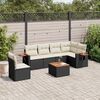 vidaXL Set Divani da Giardino con Cuscini 7pz Nero Polyrattan