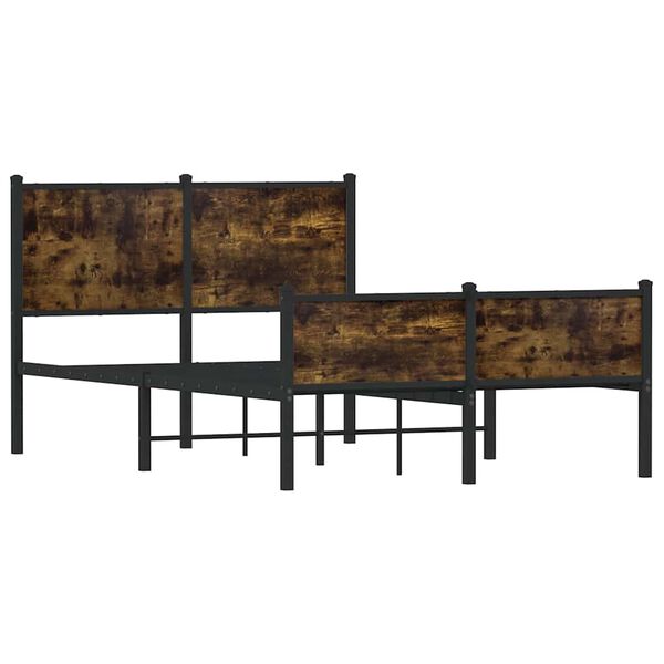 vidaXL Giroletto senza Materasso in Metallo Rovere Fumo 120x190 cm