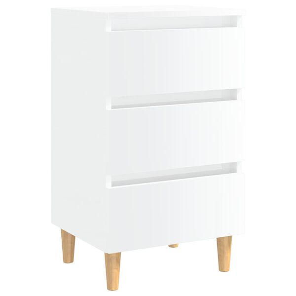 vidaXL Comodini con Gambe in Legno 2pz Bianco Lucido 40x35x69 cm
