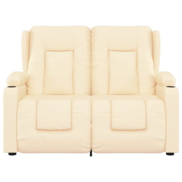 vidaXL Divano Massaggiante 2 Posti con Portabicchieri Crema Similpelle