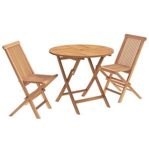 vidaXL Set Bistro da Giardino Pieghevole 3 Pezzi Naturale