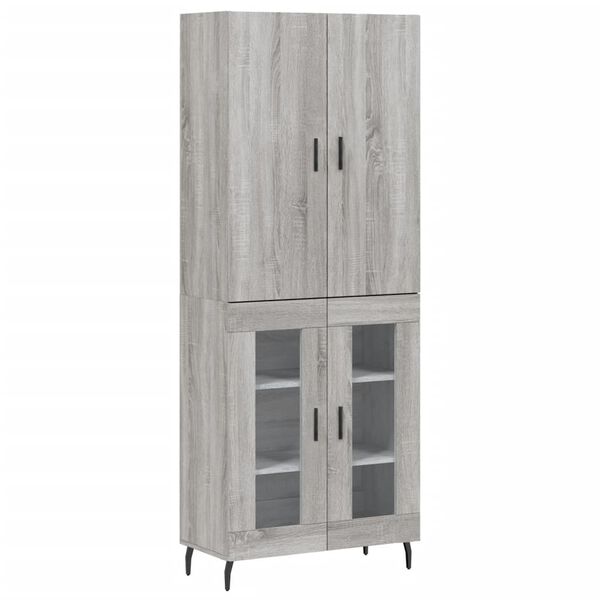 vidaXL Credenza Grigio Sonoma 69,5x34x180 cm in Legno Multistrato