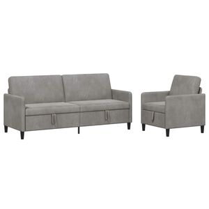 vidaXL Set di Divani con Storage 2 pz Grigio Chiaro Poliestere