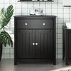 vidaXL Mobile da Bagno BERG Nero 69,5x34x80 cm Legno Massello di Pino