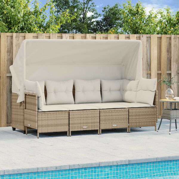 vidaXL Set Divano da Giardino 5 pz con Cuscini Beige in Polyrattan