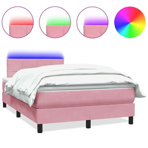 vidaXL Letto a Molle con Materasso e LED Rosa 120x220 cm in Velluto