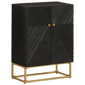 vidaXL Credenza Nera 55x30x76 cm in Legno Massello di Mango e Ferro