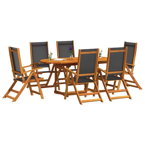 vidaXL Set Pranzo da Giardino 7pz Legno Massello di Acacia e Textilene