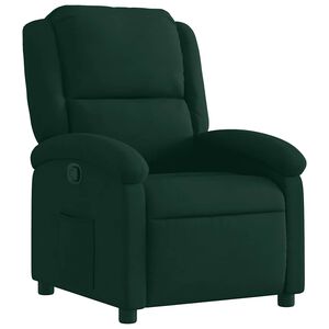 vidaXL Poltrona Reclinabile Verde Scuro in Velluto