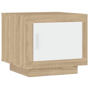 vidaXL Tavolino Bianco e Rovere Sonoma 51x50x45 cm Legno Multistrato