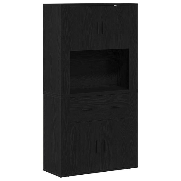 vidaXL Highboard Rovere nero 80 x 33 x 150 cm Legno multistrato