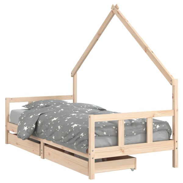 vidaXL Giroletto Bambini con Cassetti 90x200 cm Legno Massello di Pino