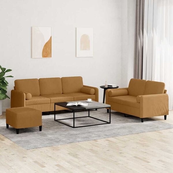 vidaXL Set di Divani 3 pz con Cuscini Marrone in Velluto