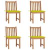 vidaXL Sedie da Giardino 4 pz con Cuscini in Legno Massello di Teak