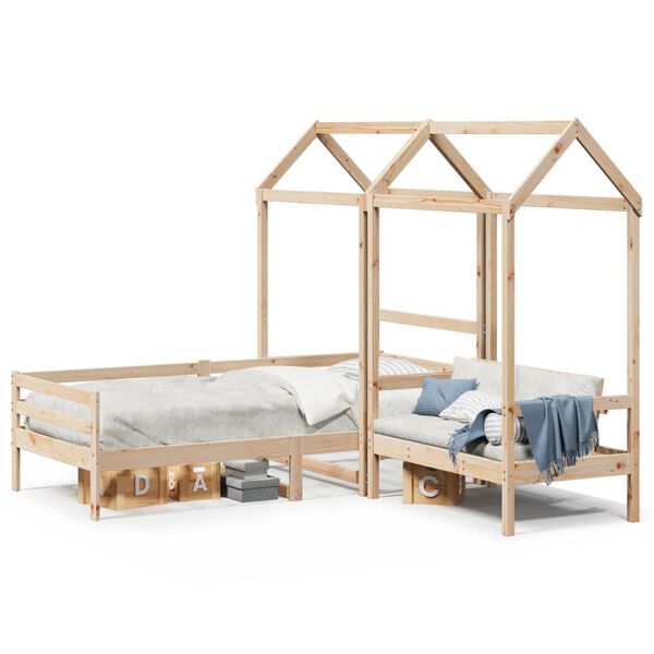 vidaXL Set Dormeuse e Panca con Tetto 80x200cm Legno Massello di Pino