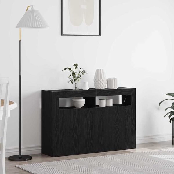 vidaXL Credenza Rovere Nero 116 x 30 x 75 cm Legno multistrato