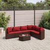 vidaXL Set Divani da Giardino 7 pz con Cuscini Marrone in Polyrattan