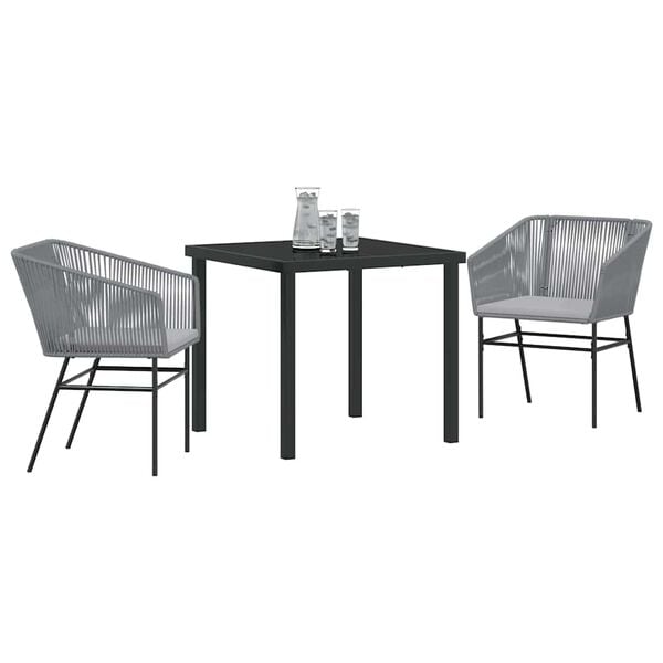 vidaXL Set da Pranzo per Giardino con cuscino 3 pcs Grigio