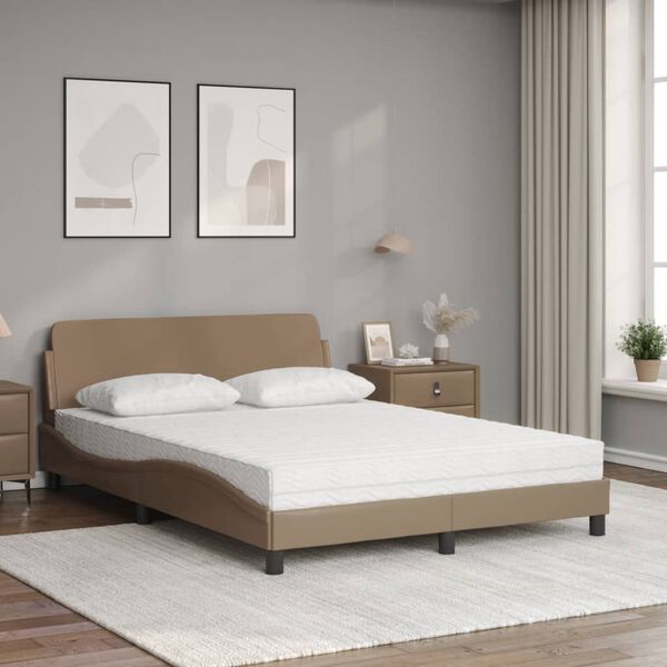 vidaXL Letto con Materasso Dover Cappuccino 120x200cm Similpelle