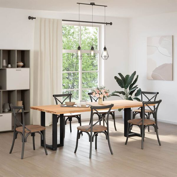 vidaXL Gambe per tavolo da pranzo a forma di T 2 pz nere 50x35x(72-73) cm in acciaio