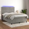 vidaXL Letto a Molle Materasso e LED Grigio Chiaro 140x200 cm Velluto