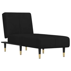 vidaXL Chaise Longue in Velluto Nero