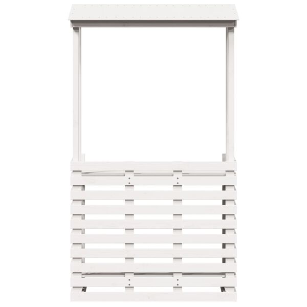 vidaXL Tavolo Bar da Esterno con Tetto Bianco 112,5x57x195,5 cm Legno