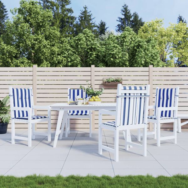 vidaXL Cuscini Sedia Schienale Basso 4pz Strisce Bianche e Blu Tessuto