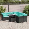 vidaXL Set Divani da Giardino 9 pz con Cuscini Nero Polyrattan Acacia