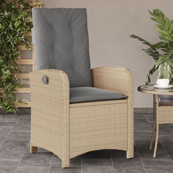 vidaXL Sedie Reclinabili Giardino 2pz Cuscini Beige Misto Polyrattan