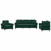 vidaXL Set di Divani 3 pz con Cuscini Verde Scuro in Velluto