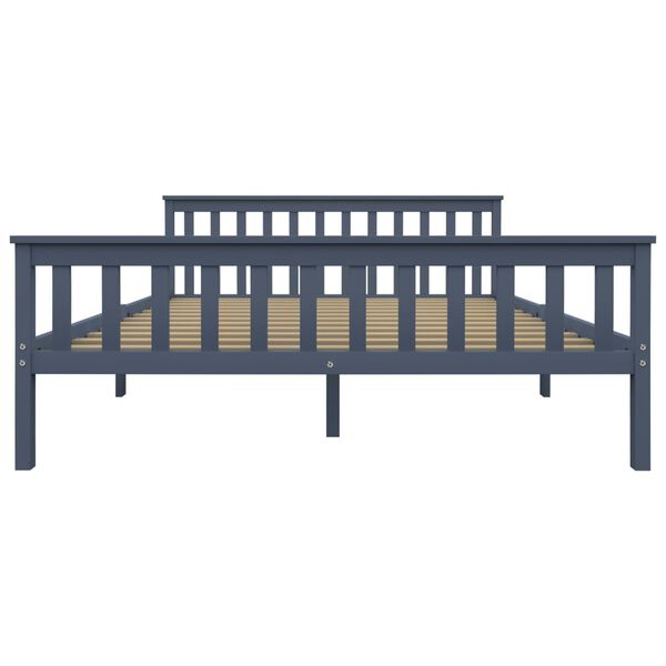 vidaXL Giroletto senza Materasso Grigio 160x200 cm Legno Massello Pino