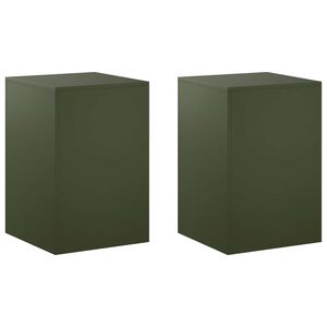 vidaXL Supporto per piante 2 pcs Verde Oliva 40 x 40 x 60 cm Acciaio