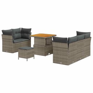vidaXL Set Divano da Giardino con cuscino 8 pcs Grigio polyrattan