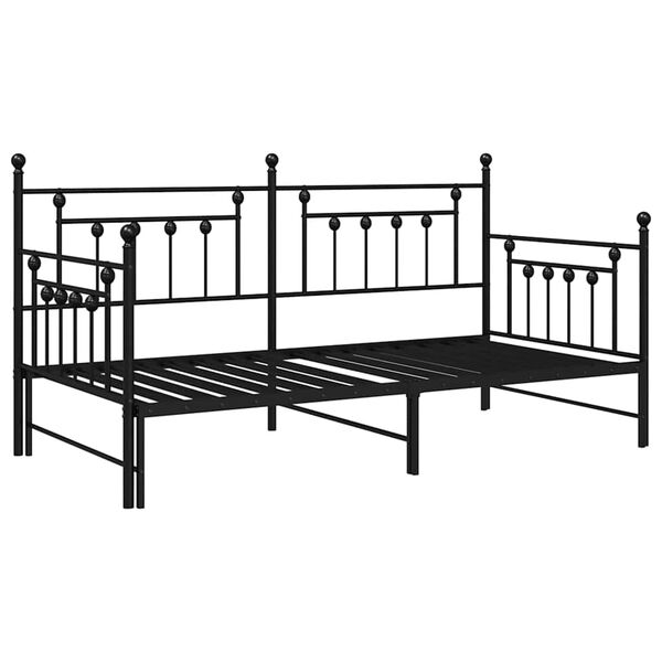 vidaXL Struttura per letto di giorno Nero 90 x 190 cm Acciaio