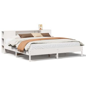 vidaXL Letto Libreria senza Materasso Bianco 200x200 cm Legno di Pino