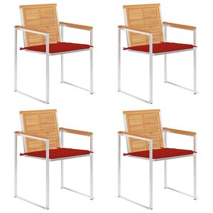 vidaXL Sedie da Giardino con Cuscini 4 pz in Legno Massello di Teak