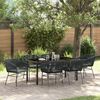 vidaXL Set da Pranzo per Giardino con cuscino 7 pcs Nero