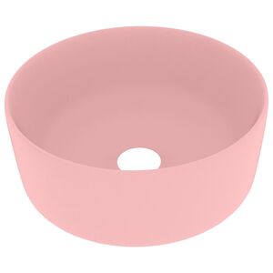 vidaXL Lavandino Lusso Rotondo Rosa Opaco 40x15 cm in Ceramica