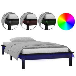vidaXL Giroletto con LED Nero 90x200 cm in Legno Massello