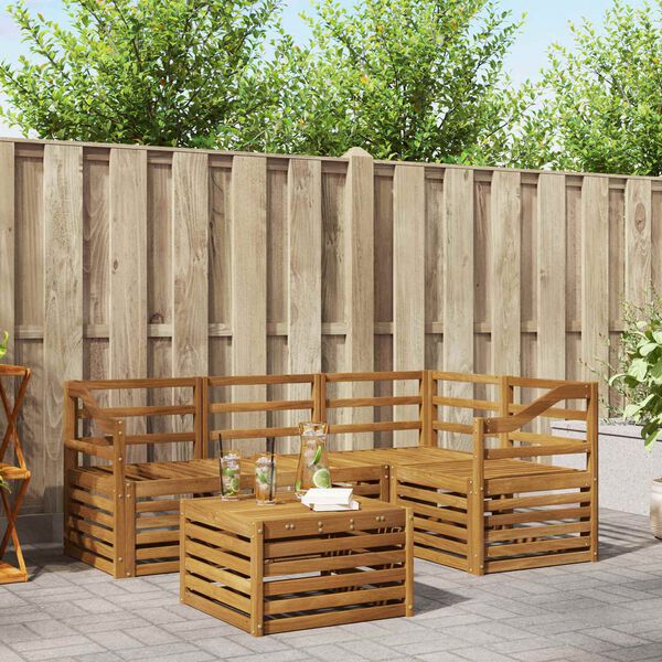 vidaXL Set di divani da esterno 5 pcs Naturale