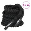vidaXL Corda da Battaglia Nera 15 m 11 kg Poliestere