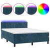 vidaXL Letto a Molle con Materasso e LED Blu Scuro 140x190 cm