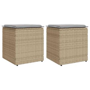 vidaXL Sgabelli Giardino con Cuscini 4pz Beige 40x40x43 cm Polyrattan